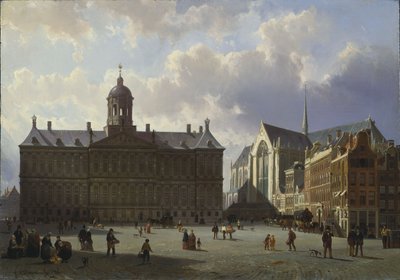 Dam Square with the Royal Palace, Amsterdam by Cornelis Springer
