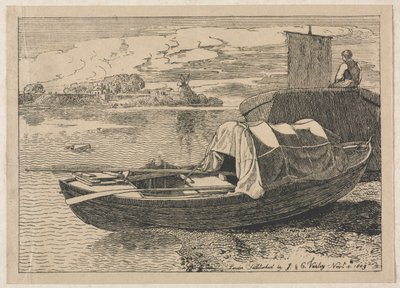 Boats on a River, Windmill in Distance, 1809 by Cornelius Varley