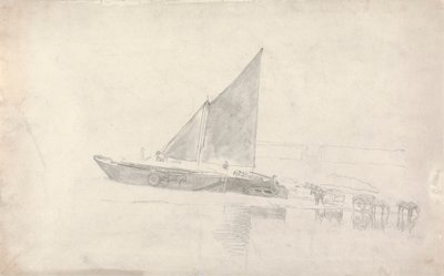 Study of Boats with Horses and Carts by Cornelius Varley