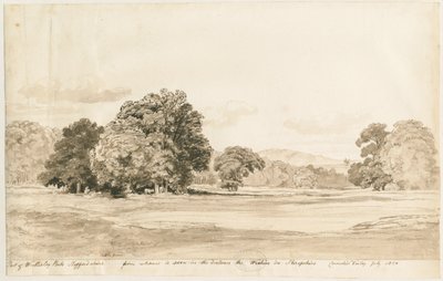 Wrottesley Park: sepia drawing by Cornelius Varley