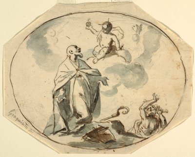 Bishop Saint Adoring Christ Child by Corrado Giaquinto