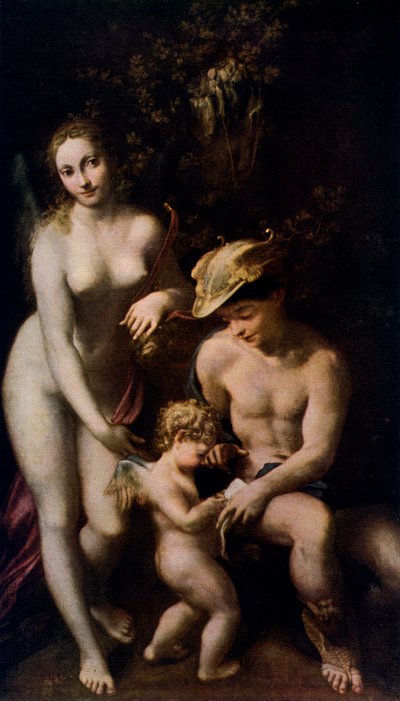 Venus with Mercury and Cupid The School of Love by Antonio da Correggio