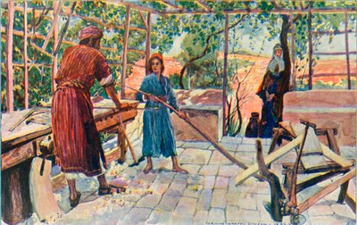 Jesus Labouring at Home with Joseph and Mary by Corwin Knapp Linson