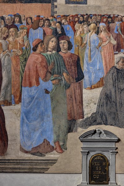 The Group of Neoplatonic Humanists (from the left, Marsilio Ficino, Giovanni Pico della Mirandola and Agnolo Poliziano): (detail) by Cosimo Rosselli