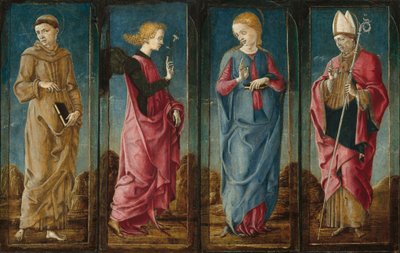 The Annunciation with Saint Francis and Saint Louis of Toulouse, c. 1470-1480 by Cosmè Tura