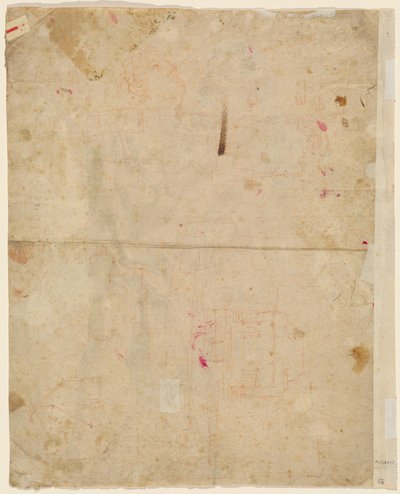 The Head of Saint George and Architectural Plans (verso) by Cosmas Damian Asam