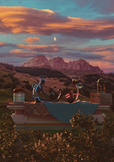 Glowing Figures Sunset Dream by CosmoZach