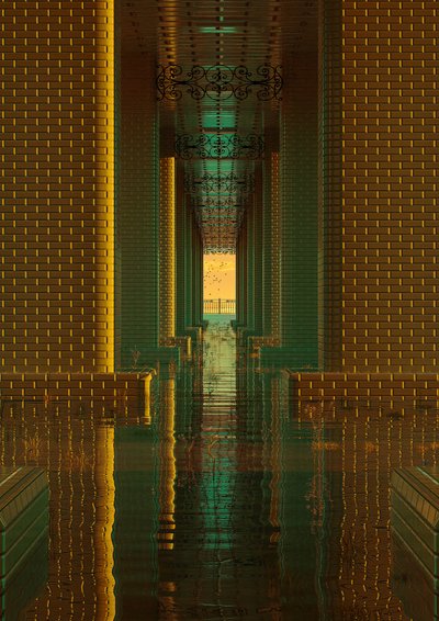 Opulent Golden Hallway by CosmoZach