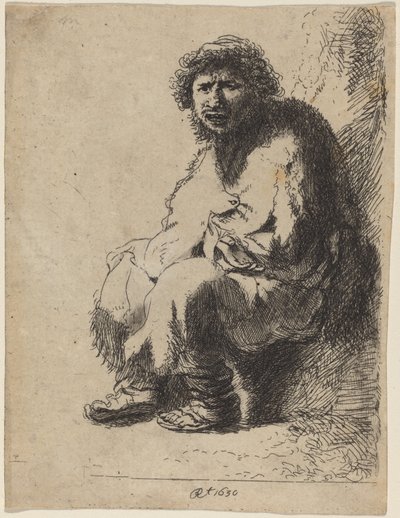 Beggar Seated on a Bank by Costantino Cumano after Rembrandt van Rijn