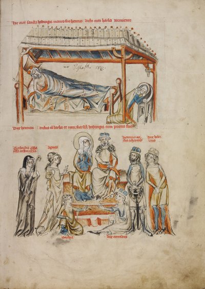Heinrich Sleeping and Hedwig Praying. Heinrich and Hedwig with Their Children by Court workshop of Duke Ludwig I