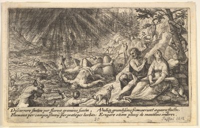 The Beginning of the Flood: Men and Women Climb to Higher Ground at Right, Water Overtaking by Crispijn de Passe I