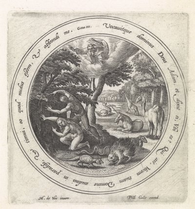 Adam and Eve Hiding from God by Crispijn van de Passe (I)