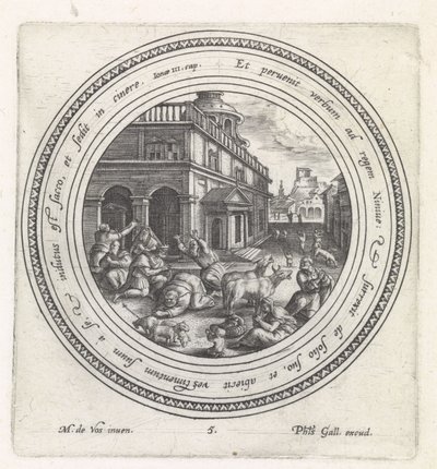 The king of Nineveh repents (series title: History of Jonah) by Crispijn van de Passe (I)