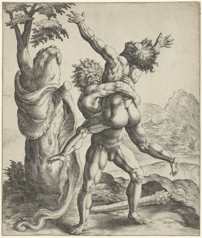 Hercules Wrestling with Antaeus by Crispijn van de Passe (I)