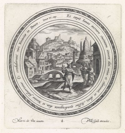 Jonah Preaching in Nineveh (History of Jonah) by Crispijn van de Passe (I)