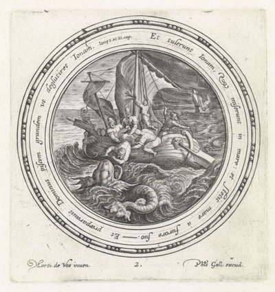 Jonah is thrown overboard by sailors (series title: History of Jonah) by Crispijn van de Passe (I)