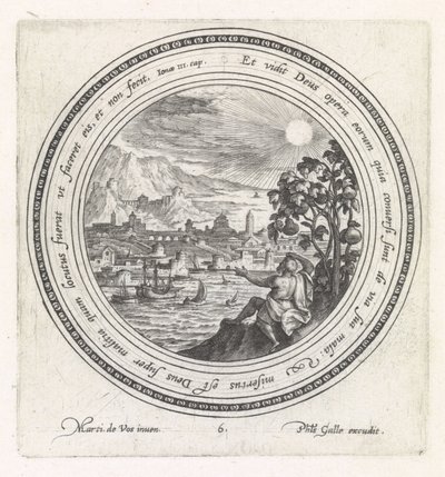 Jonah Sitting Under the Gourd Vine (History of Jonah) by Crispijn van de Passe (I)