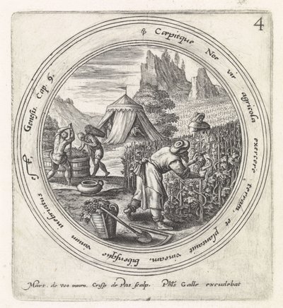 Noah Plants a Vineyard History of Noah (series title) by Crispijn van de Passe (I)