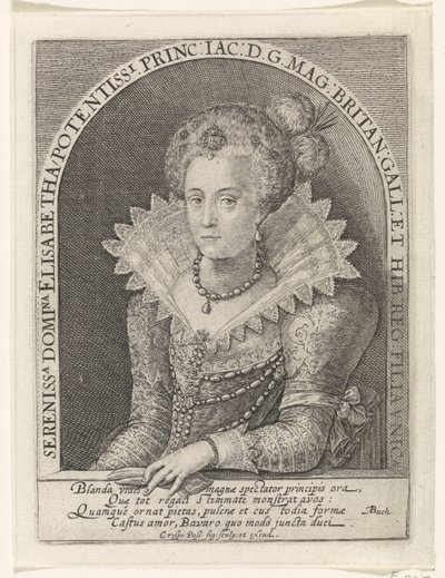 Portrait of Elizabeth Stuart, Queen of Bohemia by Crispijn van de Passe (I)