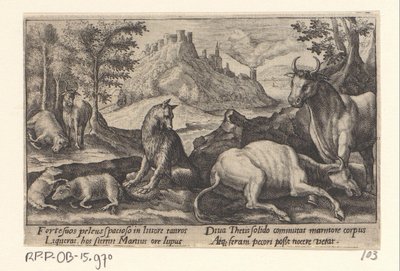 Psamathe Turns the Wolf into Marble by Crispijn van de Passe (I)