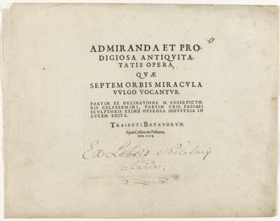 Title Page of the Series with Seven Wonders of the World by Crispijn van de Passe (I)
