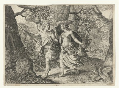 Circe Transforms Picus into a Woodpecker by Crispijn van de Passe (II) (after)