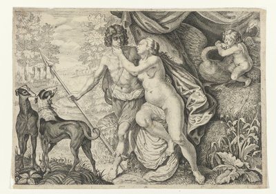 Venus and Adonis (Metamorphoses of Ovid) by Crispijn van de Passe (II) (attributed to)