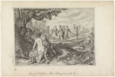 Apulus Transformed into an Olive Tree (Metamorphoses of Ovid) by Crispijn van de Passe (II) (workshop of)