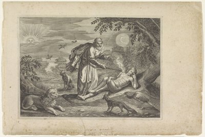 Prometheus Creates the First Human (Metamorphoses of Ovid) by Crispijn van de Passe (II) (workshop of)