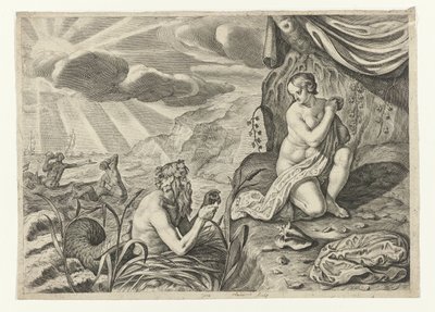 Scylla Fleeing from Glaucus, Metamorphoses of Ovid (series title) by Crispijn van de Passe (II)