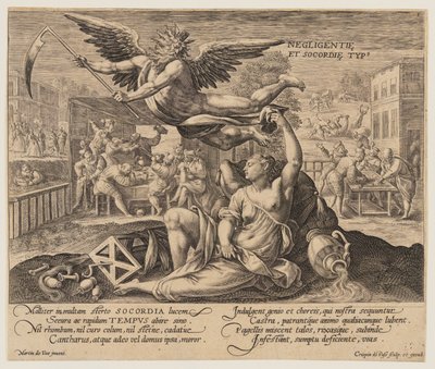 Negligence and Sloth Type, from Time with Virtues and Vices by Crispijn van de Passe I