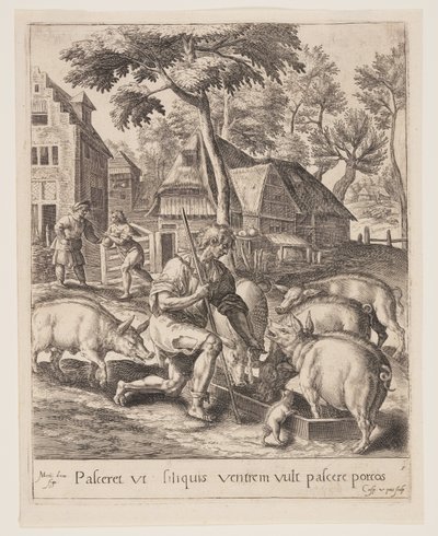 The Son Feeding the Swine, from The Parable of the Prodigal Son by Crispijn van de Passe I