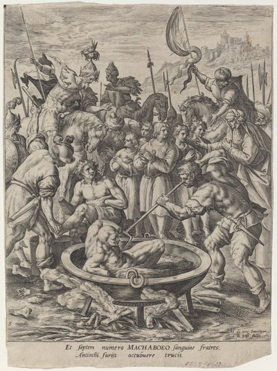 The Seven Maccabean Brothers Killed by Antiochus by Crispijn van de Passe I after Maarten de Vos