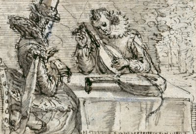 Youth playing a lute by Crispin I de Passe