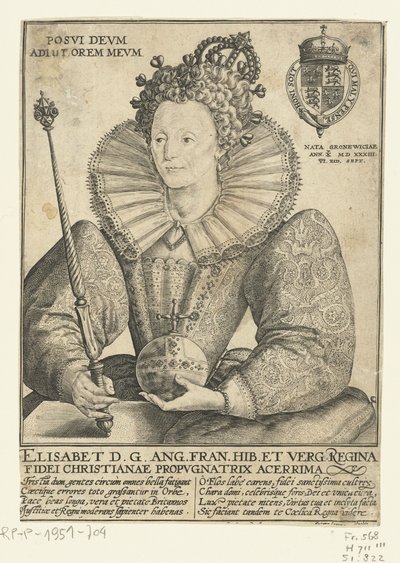 Portrait of Queen Elizabeth I of England, 1592 by Crispin  Passe
