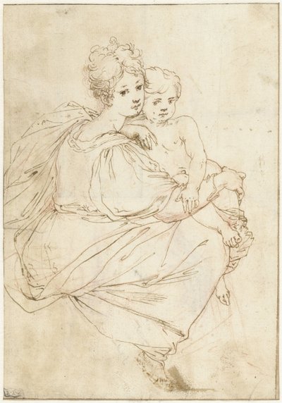 Seated Young Woman with a Naked Child on Her Lap by Cristofano Gherardi