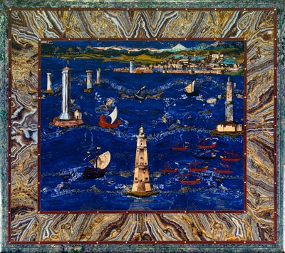 Table with representation of Livorno port by Cristofano & Ligozzi Jacopo (1547 1626) Gaffurri