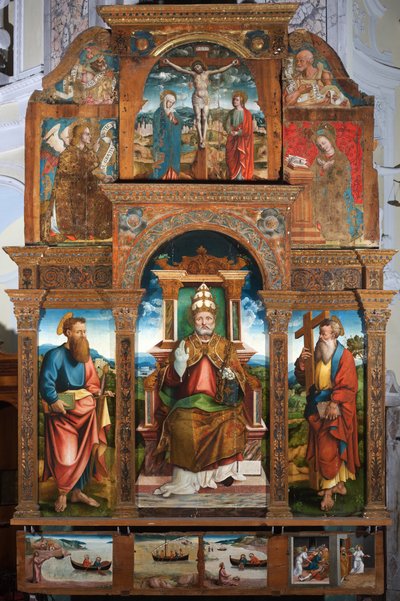Polyptych of Saint Peter in the chair by Cristoforo (fl.1525 1578) (attr.to) Pancalino