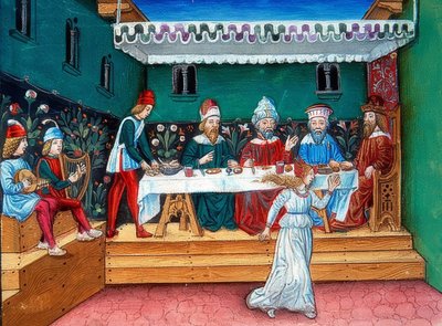 During the Banquet of Herod, Salome Presents the Head of John (c. 144r). 1476 by Cristoforo De Predis