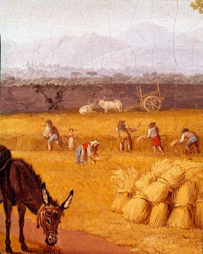 Harvest Near Caserte (detail) - Painting by Cristoforo Kneip, Naples, Museo Nazionale di San Martino by Cristoforo Kneip