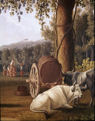 Harvest Near Naples (detail of cows) - Painting by Cristoforo Kneip, Naples, Museo Nazionale di San Martino by Cristoforo Kneip