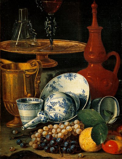 Still Life with Dishes and Fruits by Cristoforo Munari