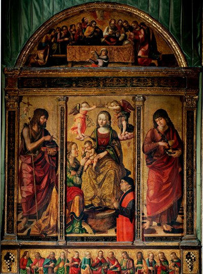 Triptych of the Mystical Marriage of St. Catherine, Surrounded by Saints John the Baptist and Saint John the Evangelist by Cristoforo Scacco