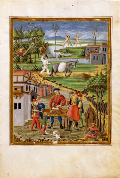Influence of the Moon: scene of fishing, hunting and agriculture by Cristoforo De Predis