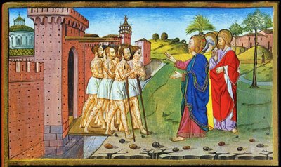 Jesus and the lepers by Cristoforo De Predis