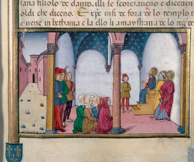Jesus teaching at the temple (Miniature by Cristoforo De Predis, 1440-1486) by Cristoforo De Predis