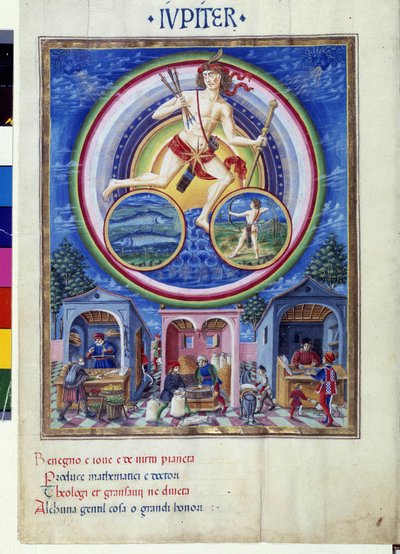 Jupiter with Zodiac Signs of Fish and Sagittarius by Cristoforo De Predis