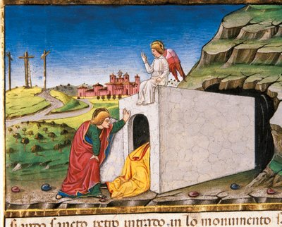 The Apostles Peter and John Discover the Tomb of the Empty Christ, from the Leggendario Sforza-Savoia by Cristoforo De Predis