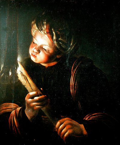 Young Boy Blowing on an Ember by Cryn Hendricksz Volmaryn