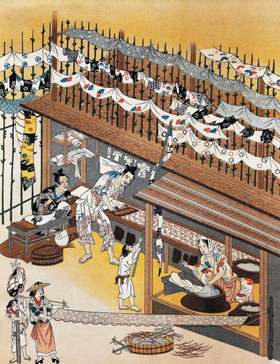 Artisans at Work, Painting Silk Screens, Edo Period by Culture Edo
